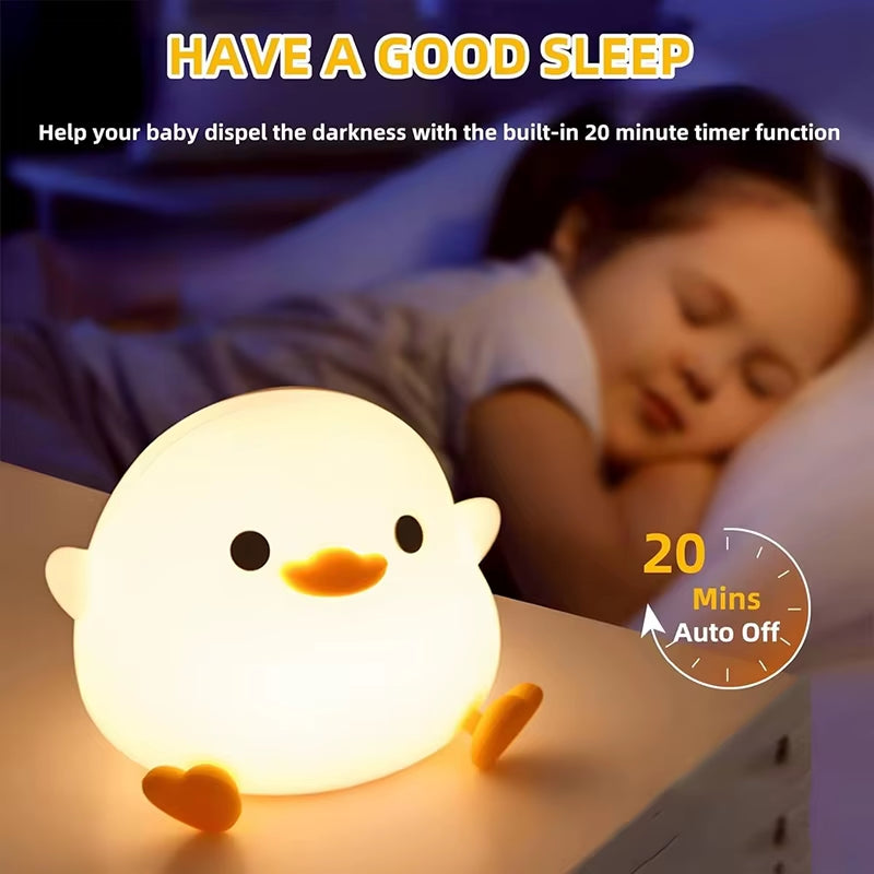 Dodo Duck Night Light, Cute Duck Lamp, Rechargeable Dimmable Nightlight, Silicone LED Bedside Lamp Nursery Touch-Sensitive
