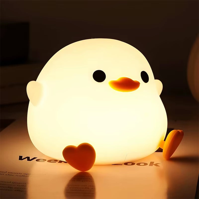 Dodo Duck Night Light, Cute Duck Lamp, Rechargeable Dimmable Nightlight, Silicone LED Bedside Lamp Nursery Touch-Sensitive